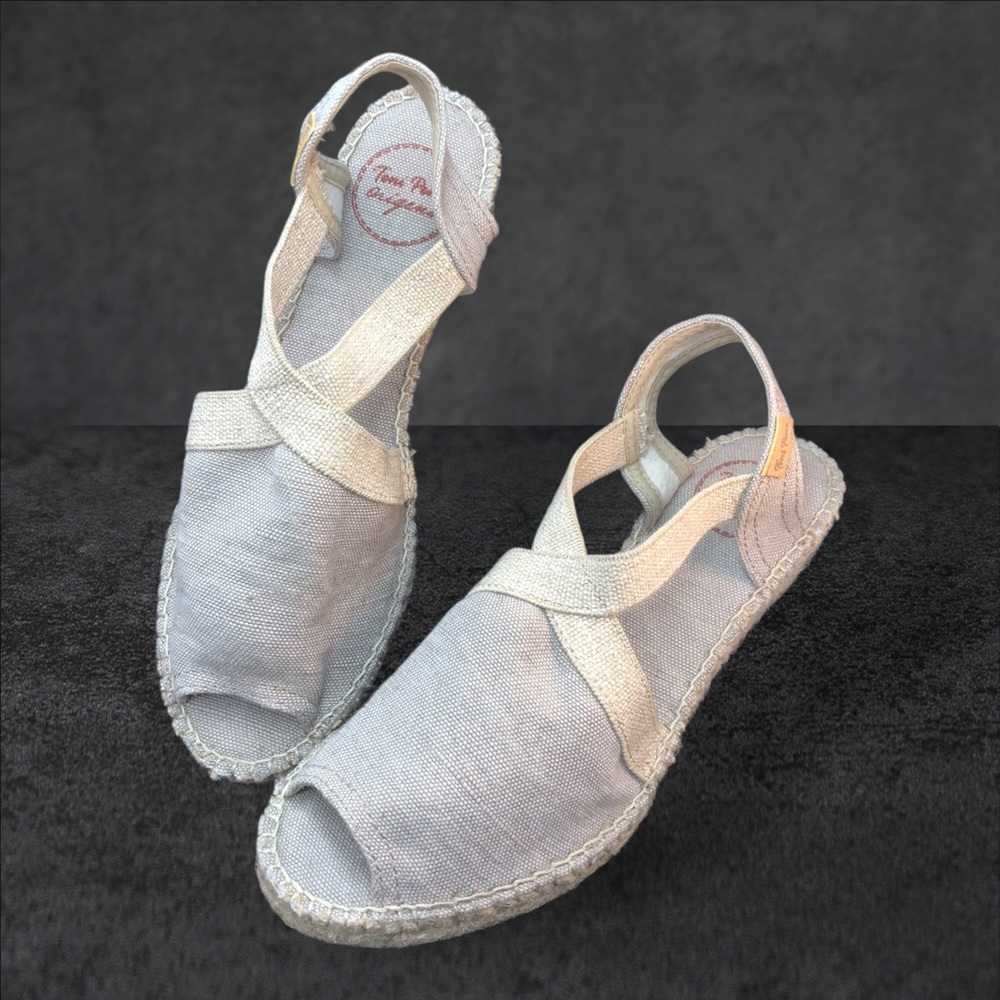 Toni Pons Neutral Light Beige Cross-Strap Espadrille Slingbacks